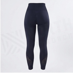 Leggings de yoga taille haute pleine longueur avec design ajouré en maille, respirants, en Spandex et Polyester, sans couture, pour femme - Product Image 2