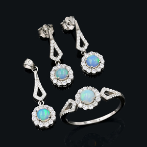 Pulsera de Ópalo Natural con Certificación IGI, Plata de Ley 925, Piedra Redonda de 5 mm, Joyería Fina para Bodas y Fiestas - Product Image 1