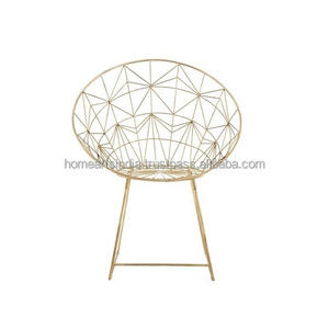 Silla de alambre de hierro de diseño moderno, Color oro rosa, forma redonda, para el hogar y el jardín, utilizado al mejor precio en la India - Product Image 3