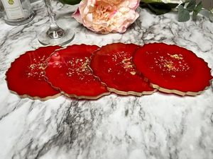 Premium Resin Coasters Handmade Stylish Coffee Mug Coaster Set For Dining <b>Table</b> <b>Protection</b> By AALIYAN IMPEX - Product Image 5