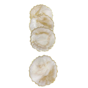 Hot Pink Geode Resin <b>Coasters</b> With Luxury Gold Gilded Edges Pomegranate Style Epoxy Agate <b>Drink</b> <b>Coaster</b> Set For Home Decor - Product Image 2