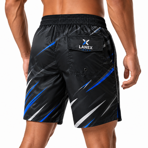 Shorts de plage noirs pour hommes, séchage rapide, personnalisés |   Maillots de bain sublimés |   Maillot de bain léger en polyester avec taille élastique - Product Image 4
