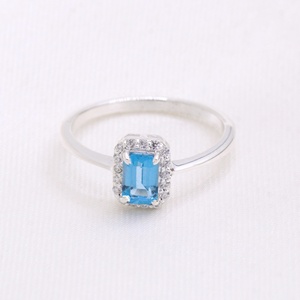 Anillo de Plata de Ley 925 con Circonita Cúbica y Topacio Azul Real de Primera Calidad, Hecho a Mano, Joyería de Cumpleaños para Mujer - Product Image 4