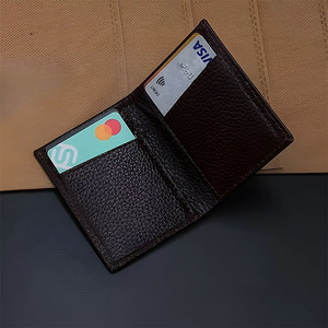 Chocolate Brown Cowhide Billfold Minimalist Credit <b>Card</b> Wallet Lightweight Everyday Cash Pouch Wholesale Travel <b>Folder</b> For Men - Product Image 3