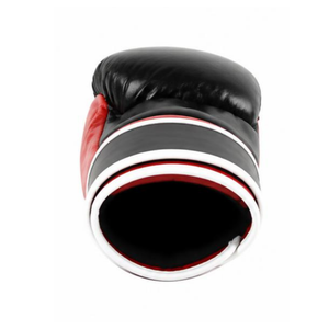 Gants de boxe pour l'entraînement et le sparring, en cuir PU rouge et noir, avec paume ventilée et fermeture Velcro à boucle et crochet pour le poignet - Product Image 5
