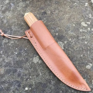 Couteau de brousse en acier carbone fait main avec manche en bois et étui en cuir |   Couteau médiéval - Product Image 5