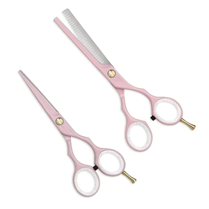 Professional Hair Cutting Scissors Set Pink Thinning <b>Shears</b> Kit With Gold Adjustable Finger REST Hairdressing <b>Tool</b> - Product Image 1