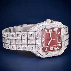 New Arrival <b>Mens</b> Stainless Steel <b>Watch</b> with Lab Grown VVS Clarity Baguette Diamond Fully Iced Out for Daily Use Upscale Parties - Product Image 5