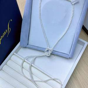 สร้อยคอมุกน้ำจืดธรรมชาติจูจี้ 3.5-4 มม. สร้อยคอแบบออโรร่า หลายชั้น ดีไซน์เรียบหรู - Product Image 4