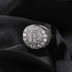 VVS Moissanite Cluster <b>Ring</b> with Radiant Emerald Cut 925 Sterling <b>Silver</b> Vermeil Band Gold Flooded <b>Statement</b> Band for Engagement - Product Image 3