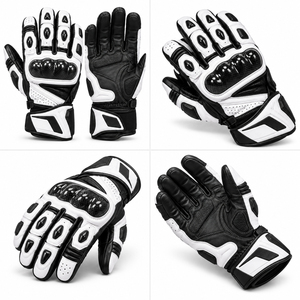 Guantes de Motociclismo de Cuero, Protección Completa para los Dedos, Resistentes al Viento, Correa de Muñeca Ajustable - Product Image 5