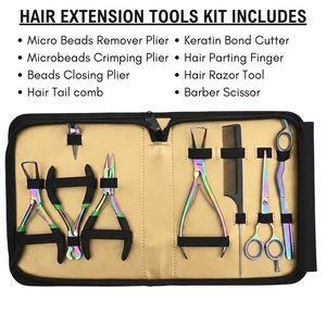 Kit d'outils professionnels pour extensions capillaires en gros – Pince à sertir plate en acier inoxydable de qualité chirurgicale, outil à boucle et crochet, fil pour perruque - Product Image 5