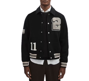 Custom New Men <b>Wool</b> Body Raglan Sleeves Embroidered Chenille Patches Varsity Jacket Letterman Baseball College OEM Jacket - Product Image 3