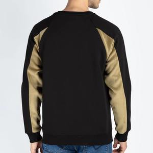 HIFFU SPORTS WEAR <b>Men</b> Colorblock Crew Neck Long Sleeve Sweatshirt Black Gold Knitted 100% Cotton Breathable Quick Dry - Product Image 6