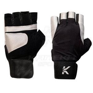 Light Weight Best Selling Pakistan Made Leather Half Finger Non-Slip Cycling Gloves with <b>Hook</b> and Loop Closure - Product Image 2