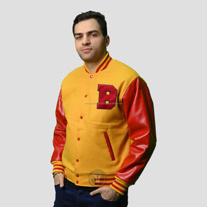 Custom logo Streetwear High Quality Chenille Embroidery Winter Wool Letterman Varsity <b>Jacket</b> for Men Athelatic Gold & <b>Red</b> - Product Image 2