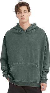 Winter Plain 100% Cotton Acid Wash Custom Vintage Streetwear Heavyweight Oversized Unisex Pullover Hoodies Sweatshirt - Product Image 2