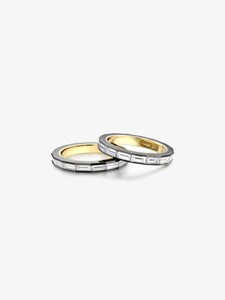 แหวนแต่งงานแบบซ้อนได้ ขายส่ง ทองคำแท้ 14k 18k เพชรทรงบาแกตต์ ฝังแบบช่องเคลือบเงา ประดับเพชรเต็มวง แหวนแบบซ้อนได้ เครื่องประดับชั้นดี - Product Image 3