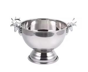 Seau à glace en acier inoxydable plaqué argent avec poignées tête de cerf, refroidisseur à vin de luxe, capacité 3L, portable pour bar et hôtel - Product Image 1