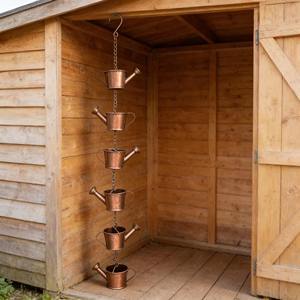 Chaîne de pluie élégante en cuivre pour arrosoir de plantes, idéale pour l'accentuation esthétique des jardins extérieurs et la gestion écologique de l'eau, provenant d'Inde. - Product Image 5