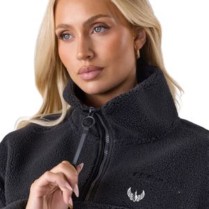 Veste polaire noire en sherpa pour femme, entièrement zippée, col montant, chaude, douce et moelleuse, idéale pour l'hiver et les tenues décontractées - Product Image 3