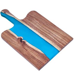 Wood Epoxy Resin Chopping Board Set With Coasters And Cheese <b>Knives</b> Artisan Serving Tray Rectangle Anti Slip Dishwasher <b>Safe</b> - Product Image 2