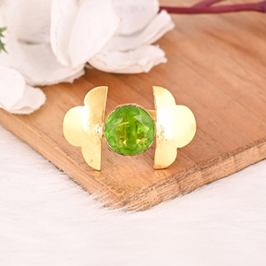 <b>Adjustable</b> Green Hydro Brass Handmade Gemstone <b>Ring</b> for Women - Product Image 3