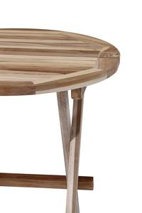 Table de bar ronde pliante en teck massif de qualité supérieure avec plateau à lattes et pieds robustes pour usage extérieur et en café - Product Image 6