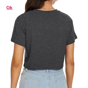 Camiseta corta de algodón de alta calidad con bordado floral, manga corta, cuello redondo, corte holgado, informal, para primavera/verano, 100% algodón jersey. - Product Image 2