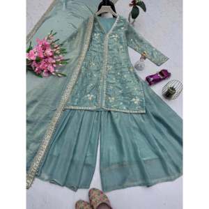 Conjunto de Traje de Fiesta para Mujer de Diseño, Top-Sharara y Dupatta para Ocasiones Elegantes - Product Image 1