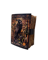 Carnet Grimoire en Cuir Rigide Raven Fait Main Vintage Gothique avec Ombres en Relief – Journal d'Écriture, Cadeau Fantastique pour Écrivains