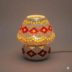 Lámpara de Mesa de Vidrio Roja/Amarilla Estilo Bohemio Hecha a Mano, Tamaño/Enchufe Personalizado, Lámpara Decorativa de Noche para Bodas, Navidad, Hogar, Lámparas de Aceite - Product Image 1