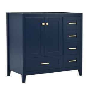 Mobile Bagno Moderno Blu da 36 Pollici con Lavabo e 4 Cassetti, Mobiletto in Legno Autoportante (Accessori Bagno NON Inclusi) - Product Image 1