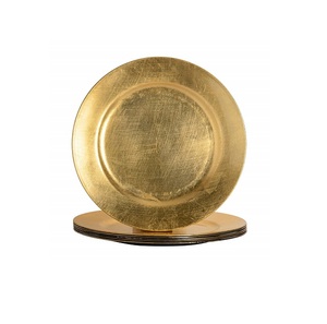 Best Selling Gold Metal Charger <b>Plate</b> Solid Color Polished Glam Design Handmade Party Dinnerware <b>Plate</b> Serving <b>Plate</b> - Product Image 1