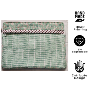 Funda Acolchada para Portátil Hecha a Mano con Estampado Artesanal de Jaipur, de Algodón Suave Clásico, con Cierre y Múltiples Bolsillos, Ligera, Duradera y Lavable - Product Image 3