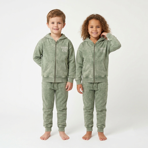 Conjuntos Deportivos Unisex de Alta Calidad, Transpirables, con Hombros Caídos, Lavado Ácido, Diseño Moderno, Sudadera con Capucha y Pantalones Deportivos, Dos Piezas, Ropa para Niños - Product Image 3