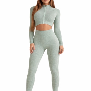 Conjunto Deportivo de Yoga de 2 Piezas para Mujer, Tejido Suave y Flexible de Poliéster/Nailon, Cómodo, Transpirable, Cintura Elástica - Product Image 2