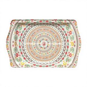 Plat à riz rectangulaire de luxe en acier inoxydable, grande taille, personnalisable, design Mandela élégant, fait main, écologique, vente chaude - Product Image 1