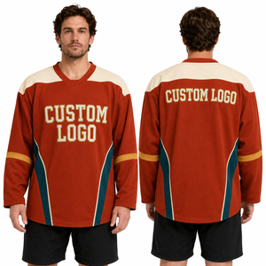 Maillot de hockey sur glace personnalisé pour joueur, style professionnel moderne, pour gardien de but, prêt pour la patinoire, colorblock, rayé, imprimé, logo brodé - Product Image 2