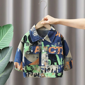 Veste en jean à manches longues pour garçons, style graffiti tendance, veste décontractée pour enfants, vêtements d'automne pour enfants - Product Image 2