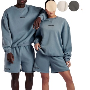 100% coton hommes Gym Logo polaire à capuche et short ensemble Couple Streetwear survêtement Jogging Jogging porter avec Logo - Product Image 3