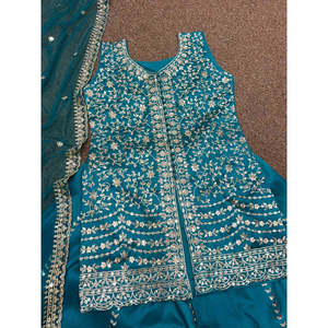 Ensemble haut-plazzo pour femmes, vêtements de soirée, avec dupatta - Product Image 1