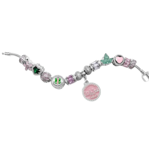   Bracelet de luxe élégant pour femme 2026 Boule Skyline Premium avec breloque en cristal rose, bijou de mode pour sororité - Product Image 1
