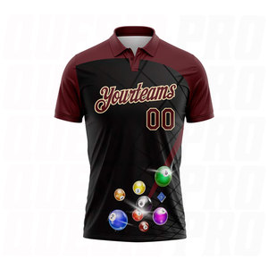 Camiseta de Polo Personalizada Negra, Carmesí y Crema para Billar, de Alto Rendimiento, Sublimada, Transpirable y que Absorbe la Humedad, para Golf - Product Image 2