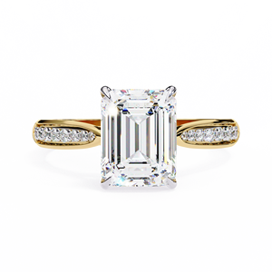 Bague de fiançailles en diamant de laboratoire taille radiant 2,50 carats, en vermeil or 18 carats, avec pont pavé et galerie, pour femme, luxe - Product Image 1