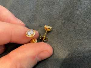Classic Round Cut 6MM Moissanite Dainty <b>Stud</b> Earrings 925 <b>Silver</b> With Yellow Plated for Unisex Daily Wear Floral Style Earring - Product Image 2