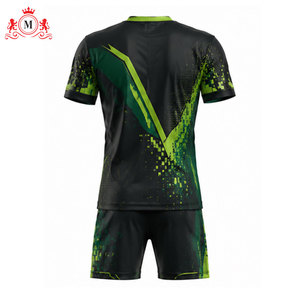 ชุดเสื้อฟุตบอลสีเขียวสำหรับผู้ชาย แบบซับลิเมชั่น พร้อมกางเกงขาสั้น ระบายอากาศได้ดี ผลิตจากโพลีเอสเตอร์ 100% ชุดฟุตบอลสำหรับผู้ใหญ่ ตรวจจับรอยตะเข็บด้วยระบบเข็ม ไร้รอยต่อ - Product Image 2