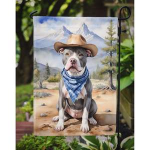 Multicolor Pit Bull Terrier Cowboy Welcome <b>Garden</b> <b>Flag</b> Mailbox Decorative Yard Banner for Patio Artwork Flower Beds <b>Garden</b> Size - Product Image 3