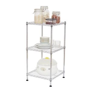 Chrome 3-Tier Black Wire Shelving <b>Tower</b> for <b>Kitchen</b> Storage - Product Image 2
