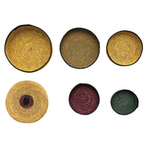 Paniers de nidification tissés à la main en jonc de mer avec paniers de rangement tissés à rayures et à couvercle - Product Image 6